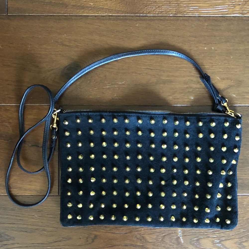 Black and Gold studded black shoulder bag.